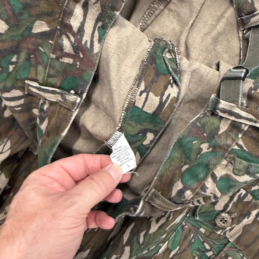 Vintage Mossy Oak Greenleaf Camo Canvas Cargo Pants USA Talon Zip 38x32 - Picture 4 of 7